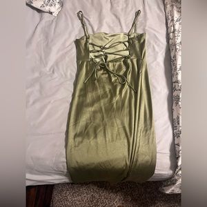 Satin Olive Dress (size 10)